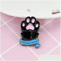 Pins Brooches Gold Plated Dog Paw Shaped Alloy Brooches For Boys Girls Cartoon Creative Jewelry Enamel Lapel Pins Funny Cat Foot Ba Dh6N8