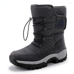 Boots Supnumu Waterproof Mens Winter With Fur Shoes Nonslip Men Platform Thick Plush Warm Botas Drop