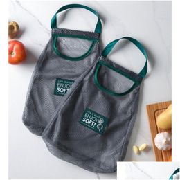 Storage Bags Kitchen Ginger Garlic Onion Hand Carry Fruit Vegetable Storage Hanging Bag Hollow Breathable Cocina Accesorio New Sale Dh9Dl