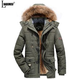 Mens Down Parkas Autumn Winter Fleece Warm Removable Hooded Military Tactical Thick Windproof Coat Outwear 221128