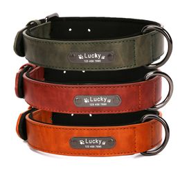Dog Collars Leashes Engrave Name Leather Personalized Luxury Designer Small for Big Large s And Leash Accessorie 221125
