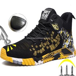 Boots High Top Safety Shoes for Man Working Sneaker with Steel Toe Cap Men Puncture Proof Work Safety Boots Mesh Breathable Work Shoes 221128