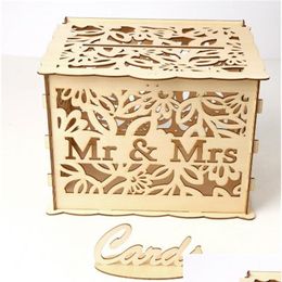 Storage Boxes Bins Carving Mr Ms Case Wooden D Cards Box With Lock Storage Jewelery Gift Holder Rec Organizer Wedding Parties 19 5 Dheay