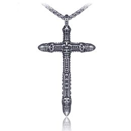 Stainless Steel Skull Cross Necklace Pendant Celtic Ancient silver Necklaces men hip hop Fine Fashion Jewellery