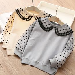 Pullover Spring Autumn Fashion 2 3 4 6 7 8 9 10 11 12 Years Children Outwear Cotton Lace Patchwork Sweatshirt For Kids Baby Girls 221128