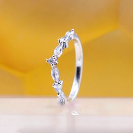 925 Sterling Silver Timeless Wish Sparkling Alternating Ring with Clear Cubic Zirconia Fit Pandora Jewelry Engagement Wedding Lovers Fashion Ring For Women