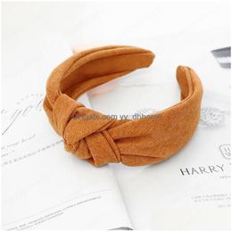 Headbands Fashion Women Headband Center Knot Hairband For Adt Classic Turban Solid Color Headwear Hair Accessories Drop Delivery Jew Dhwa5