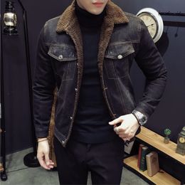 Men's Jackets Autunm and Winter Lamb Velvet Light Denim Slim Jean Coat Mens Casual Outwear 221128