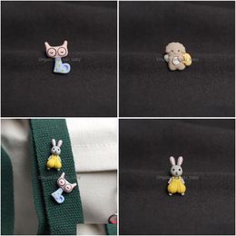 Pins Brooches Creative Resin Brooch 3Pcs/Set Animal Pins Sunglasses Rabbit Cat Brooches For Boys Gift Jewelry Cartoon Badges Shop B Dhpir