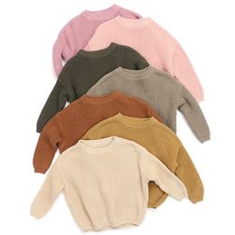 Pullover Kids Sweater Autumn Winter Boy Girl Casual Solid Crewneck Tops Soft Thick Children Clothing Baby Sweaters Knit Wool Clothes 0-5Y 221128