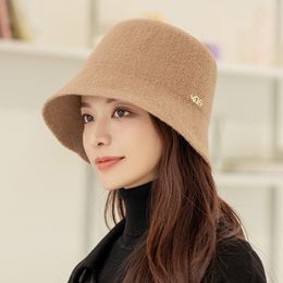 Wide Brim Hats Bucket Women's for Autumn and Winter Solid Colour Woollen Warm Knitted Fashion Teens Felt 221125