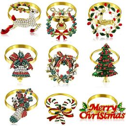 Cluster Rings 9 Pieces Christmas Napkin Set Metal Holder Tree Ring Decor 221125