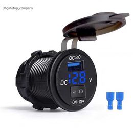 QC3.0 Quick Car Charger Socket with On/Off Switch 12V/24V Waterproof Power Outlet for Motorcycle Marine Boat RV ATV