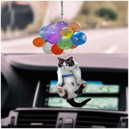 Garden Decorations 1PCS Cute Cat Mini Car Pendant Easter Decoration Kitten Animal Plastic Crafts 221126