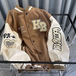 Men's Jackets Hip Hop Streetwear Mens Heart-shaped Letter Embroidery Patchwork Baseball Coat Harajuku Oversized Bomber women 221128