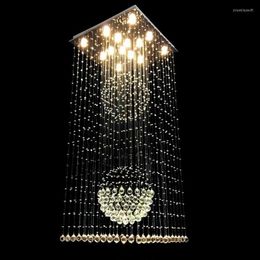 Chandeliers Holiday Sales Square Pendant Crystal Chandelier Modern Lamp StaircaseLighting Dia600 H1800mm