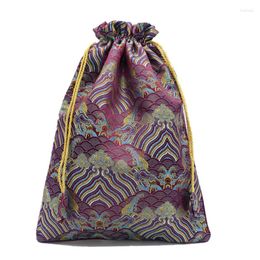 Gift Wrap Luxury Thicken Seawater Extra Large Silk Brocade Pouches Bags Wedding Party Christmas Drawstring Packaging Shoe Dust Cover