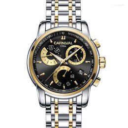 Wristwatches Switzerland CARNIVAL Sport Multifunction Automatic Mechanical Men Watches Luminous Waterproof Sapphire Clock C8800