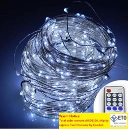 200leds 30M 300leds 50M 500 Cool White String Light Christmas Lights Silver Wire Remote Control power adapter