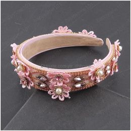 Headbands Lace Flower Inlaid Rhinestone Personality Headband Ladies Party Travel Hair Accessories Drop Delivery Jewelry Hairjewelry Dhpoa