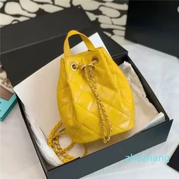 Mini zaini da donna di design di qualità originale Zaino di lusso in pelle di pecora Borsa a tracolla a catena con reticolo di diamanti Borsa a tracolla in vera pelle