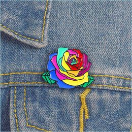 Pins Brooches Women Cor Colorf Flower Brooch Pins Rainbow Plant Brooches Lapel Badges Jewellery Gifts For Friend Wholesale Pi Dhgarden Dhi0N