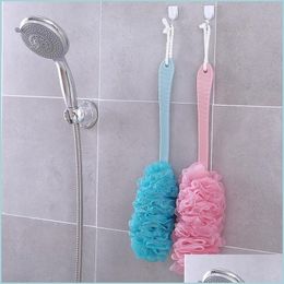 Bath Brushes Sponges Scrubbers Long Handle Blistering Bath Brush Resilience Rubbing Mas Brushs Nylon Back Products Hanging Storag Dh2Jd