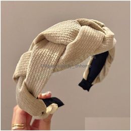 Headbands Fashion Women Hair Accessories Wide Side Handmade Braided Hairband Autumn Winter Casual Turban Girls Headband Drop Deliver Dhzku