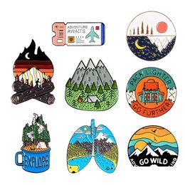 Pins Brooches Outdoors Mountain Brooches Starry Night Enamel Pin Custom Wild Cam Hiking Bag Clothes Lapel Adventure Badge J Dhgarden Dhzeb