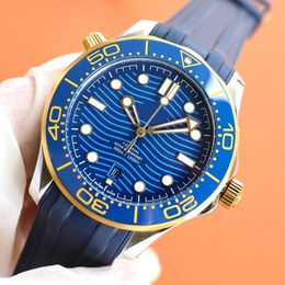 Men's mechanical watch diameter 42 mm between gold dial blue ceramic ring mouth super high quality Japanese movement automatically wound rubber diving watch