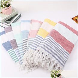 Towel Big Bath Towel All Cotton Plain Colour Tassels Beach Towels Picnic Articles Modern Washcloth Factory Direct Selling 28 12Sp P1 Dhuzk