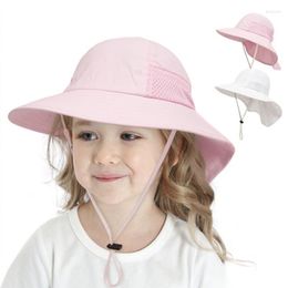 Hats 2022 Summer Baby Hat Beach Sun Protection Neck Children Bucket For Girls Boys Adjustable Kids Cap Accessories 6M-6Y