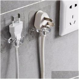 Hooks Rails Kitchen Bathroom Hook Power Cord Transparent Paste Fixed Vstrength No Trace Antiskid Clip Mti Function Adhesive Origin Dhh8T