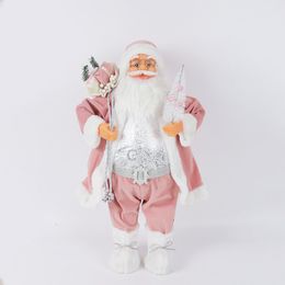 Christmas Decorations 30cm45cm60cm Pink Santa Claus Doll Ornaments Merry For Home Xmas Gift Happy Year 221125