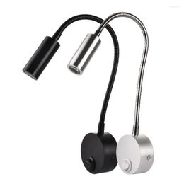Wall Lamps Lamp 3W Home El Loft Bedside Reading Book Black Silver Light Flexiable ON/OFF Switch 90-260V Spot LED Bulb