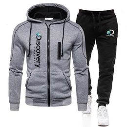 Mens Tracksuits Men Zipper HoodiesSweatpants Suit Autumn Winter Warm Sets Hooded Outwear 221128