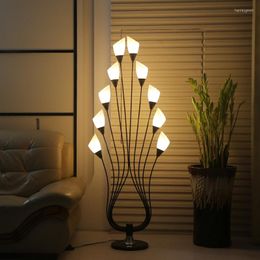 Floor Lamps Multi-head Acrylic Shade Iron Led Living Room Study Decorative Standing Lamp Bedroom Bedside Lights
