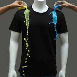 Men's T Shirts Antifouling Waterproof Unisex Shirt Solid Color Short-sleeved Round Neck Breathable Anti-Dirty Quick Dry Short Sleeve Top