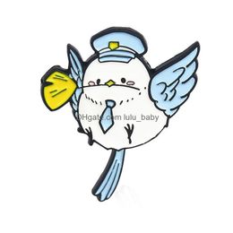 Pins Brooches White Master Brooches For Women Cute Animal Pins Brooch Party Enamel Badge 3D Design Fashion Creative Jewellery Gift Ac Dhicj