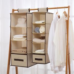 Storage Boxes Drawer Type Hanging Organiser Closet Wardrobe Clothes Linen Cotton Fabric Bag For Underwear
