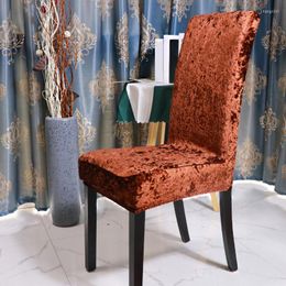 Chair Covers Vintage Crushed Velvet Dining Cover Spandex Elastic Slipcover Room Case For Kitchen Wedding Banquet