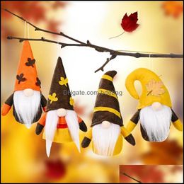 Other Festive Party Supplies Rudolph Autumn Doll Pendants Party Gift Kids Plush Beard Maple Leaves Dolls Hanging Wall Harvest Fest Dhd2E