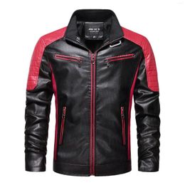 Men's Down 2022 Style Thin Young Leather Jacket Stand Collar Slim Fit Pu Colour Wear