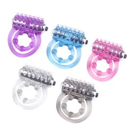 Vibrating Cockrings Double Rings Stretchy Delay Erection Silicone Penis Ring Sex toys For Men Couple