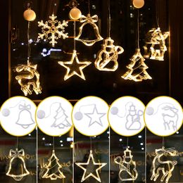 Christmas Decorations Navidad Decoration Santa Claus Elk LED Light Suction Cup Window Pendant Lamp Noel Natal Year Home Decor 221125