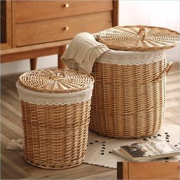 Other Laundry Products Other Laundry Products Wicker Dirty Basket Hamper Frame Storage Box Pot Shop Weaving Clothes T200224 340 S2 D Dhbgq