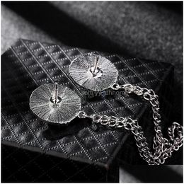 Pins Brooches Korean Retro Rhinestone Round Crystal Collar Pin With Chain For Mens Shirt Brooch Tassel Lapel Pins Luxury Jewelry Ac Dhymp