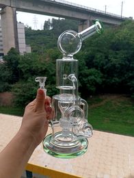 Green Glass Water Bong Hookahs with Tyre Perc Dab Rig Oil Burner Pipes for Smoking