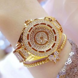 Wristwatches 2022 Creative Luxury European Style Rhinestone Watch Stainless Steel Elegant Big Dial Women Casual Dress Female Wristwatch
