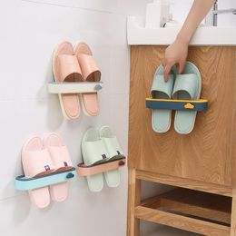 Clothing Storage Multi Foldable Bathroom Slipper Shelf Holder Waterproof Bath Wall Drain Rack Fold Shoes Artefact